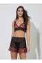 Black Heart Embroidered Sheer Bralette and Shorts Set