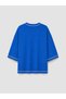 Two Mt Shop Quality Lcw Modest Blue Combed Cotton Embroidered Oversize Three-Quarter Sleeve Women's T-Shirt - 2