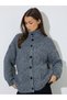 Grey High Neck Button-Up Ribbed Cardigan - 4