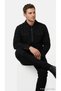 Men's Black Shirt Collar Zippered Cofusion Jacket Double Chest Pockets Plain Seasonal Overshirt Coat 12299891 - 2