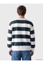 Özmarka New Season Green Crew Neck Striped Thick Sweatshirt - 4