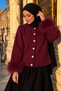 Knitwear Cardigan with Fuzzy Sleeves Tsd260336 Plum - 4
