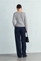 Women's Gray Melange Boat Neck Soft Textured Knitwear Sweater - 2