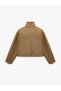 Ribbed Metal Buttoned Pocketed Stand Collar Long Sleeve Cashmere Jacket - 6