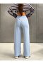 Women's 100% Cotton 3 Thread Waist Tie Flat Leg Sweatpants - Blue - 4