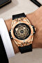 Men's Wristwatch Leather Cord Steel Case Black-Rose with Bracelet Gift Sdcms1109 - 4