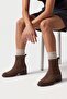 Women's Zippered Heeled Casual Boots Befor Light Brown Suede - 6