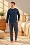 Men's Premium 100% Cotton Buttoned Collar Striped Long Sleeve Pajama Set - 4
