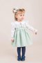 Embossed Crepe Mint Green Pearl and Lace Detailed Girls' Baby Dress