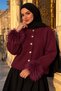 Knitwear Cardigan with Fuzzy Sleeves Tsd260336 Plum - 5