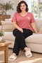 Large Size Luxury Pajama Set with Elastic Waist, Comfortable Model, Viscose Cotton Women's Pajama Set - 2