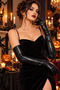 Black Long Shiny Gloves Women Opera over Elbow Christmas Halloween Halloween Bride - 2