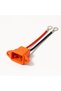 2-Pin Panel-Mount Charging Port with Ring Terminals for Electric Scooters & E-Bikes, DC Battery Charging Connector Cable, Bolt-On Power Socket, Red/Black Wires, Heat-Resistant ABS Housing