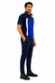 Men's Micropoly Fabric Short Sleeve Tracksuit Set Navy Blue 919-L - 3