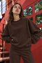 Women's Black Crew Neck U Sleeve Soft Sweatshirt - 3