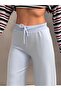 Women's 100% Cotton 3 Thread Waist Tie Flat Leg Sweatpants - Blue - 5
