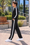 Men's Striped Detail Circular Neck Rubberized Legs Track Suit