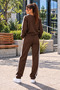 Women's Striped Detail Bicycle Collar Rubberized Leggings Track Suit Set - 3