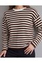 Women's Crew Neck Striped Relaxed Fit Knitwear Blouse - 4