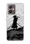 Vivo Y27 Compatible Samurai Black and White Printed Transparent Phone Case