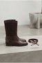 Livsinya Women's Boots with Removable Belt Buckle Brown Leather Brown Suede - 3