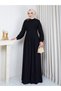 Women's Velvet Tunic Dress with Brooch Detail - 3