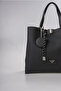 Women's Large Shoulder Bag with Mirror Charm Detail, Stylish Daily Handbag, Black 18347 - 4