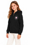 36710-26 Girl's 3-Yarn Embroidered Hooded Zippered Stone Sun Patterned Sweatshirt 5-8 Years Old - 3