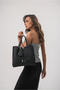 Women's Large Shoulder Bag with Mirror Charm Detail, Stylish Daily Handbag, Black 18347 - 3