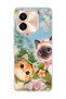 Vivo Y28 Compatible Cats with Scarf Spring Printed Transparent Phone Case