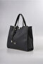 Women's Large Shoulder Bag with Mirror Charm Detail, Stylish Daily Handbag, Black 18347 - 5