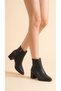 Pointed Toe Leather Look Leather Front Metal Detailed Zippered Short Simple Classic Boots Bootie