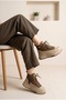 Women's Zippered and Lace-Up Color Block Ankle Sneaker Thick Sole Sports Boots