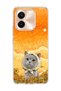 Vivo Y28 Compatible Gray Cat Sunflower Printed Transparent Phone Case with Scarf