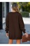Women's Oversize Sweatshirt with Side Zipper Detail, Long Sleeve Brown Tunic - 3