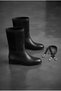 Livsinya Women's Boots with Removable Belt Buckle Black Leather Black Suede - 3