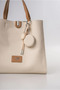 Women's Large Shoulder Bag with Mirror Charm Detail, Stylish Daily Handbag, White 18347 - 4