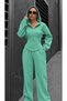 Women's Sporty Stylish Zippered Three-Thread Non-Printed Fabric Top and Bottom Tracksuit Set 0057 - 3