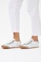 Women's White Lace-Up Flat Sole Sneaker Shoes with Silver Cross Detail - Walking Shoes - 7