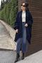 Liva Women's Tasseled Oversize Knitwear Poncho Navy Blue