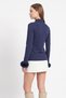 Fur-Cuffed Blouse 4593 - Dark Blue - 4