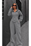Women's Sporty Stylish Zippered Three-Thread Non-Printed Fabric Top and Bottom Tracksuit Set 0057 - 2