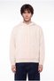 Men's Hooded Knitwear with Kangaroo Pocket, Ecru