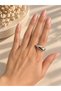 Women's Silver Color Drop Design Shiny Adjustable Ring - 2