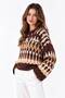 Women's Patterned Crew Neck Oversize Knitwear Sweater - 2