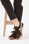 Women's Brown Suede Lace-Up Flat Sole Sneaker Shoes with Gold Detail - Walking Shoes - 8