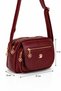 Women's 4-Compartment Soft Leather Cover Gold Color Clover Zipper Crossbody and Shoulder Bag - 6