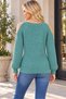 Women's Long Sleeve Round Neck Hair Braided Shoulder Cutout Embossed Soft Textured Elegant Trend Casual Mint Knitwear Sweater - 3