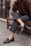 Women's Genuine Leather Folded Bow Detailed Loafer Casual Shoes Sanero Brown - 2