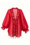 Lace Detail Red Transparent Voile Shirt